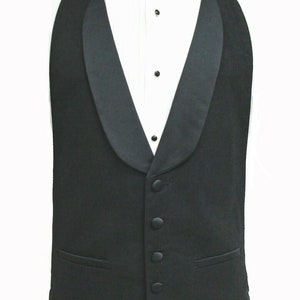 XXL Men&#39;s Vintage Black Wool Tuxedo Vest, New Bow Tie Victorian Dickens Fit All 52 - 62  Chest