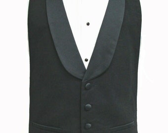 Adjustable Men's Vintage Black Wool Tuxedo Vest, New Bow Tie Victorian Dickens Fit All 36-48 Chest