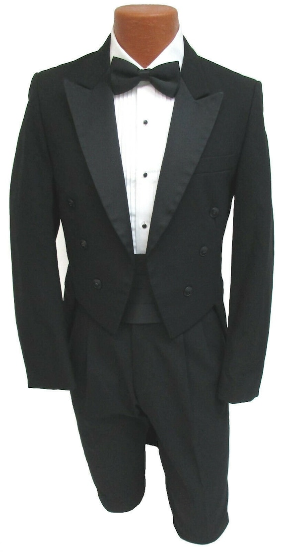 37 R Black Peak Tailcoat Very Nice Men's Tuxedo T… - image 2