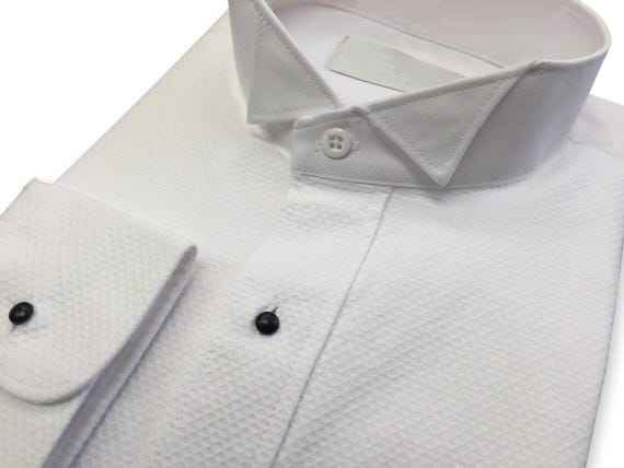 Men's NEW White Pique Tuxedo shirt 100% Cotton Bib and Cuffs. All Sizes