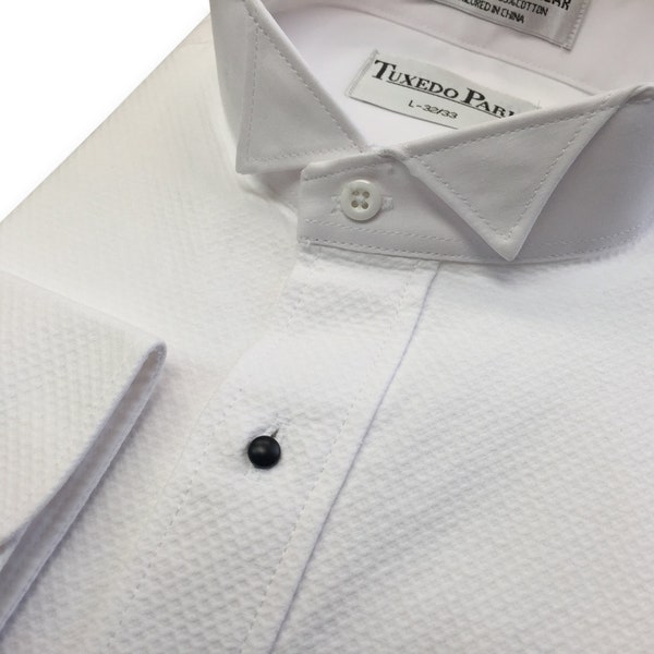 Men's NEW White Pique Tuxedo shirt 100% Cotton Bib and Cuffs Tuxedo shirt All Sizes