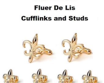 Fluer Di Lis Gold Tone CuffLinks Studs