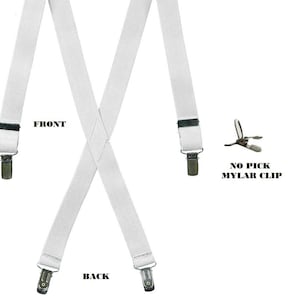 Very Nice Boys White Suspenders 4 Clips! No more pants up the crotch!