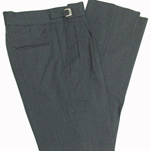 Men's Hickory striped Black Gray Tuxedo Cutaway Wool Trousers Pant