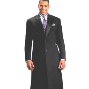 Nice Vintage Black 2 Button X LONG Country Western Duster Tuxedo Frock Tux Coat