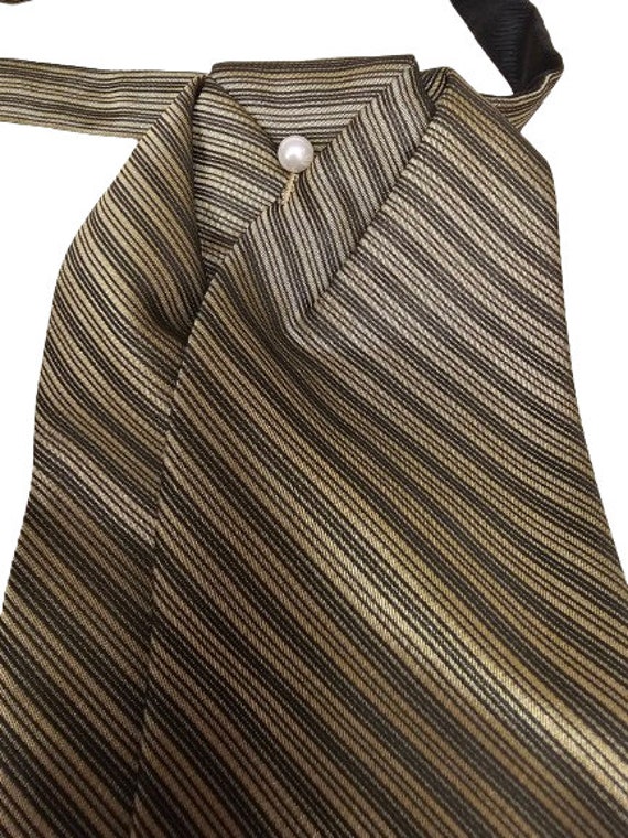 Men's New Vintage Tan / Gold Pearl Pin Cravat Vin… - image 2