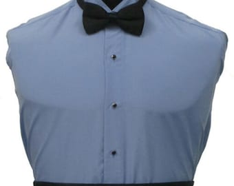 Vintage Tallia Uomo Blue Tuxedo shirt Plain front Wing