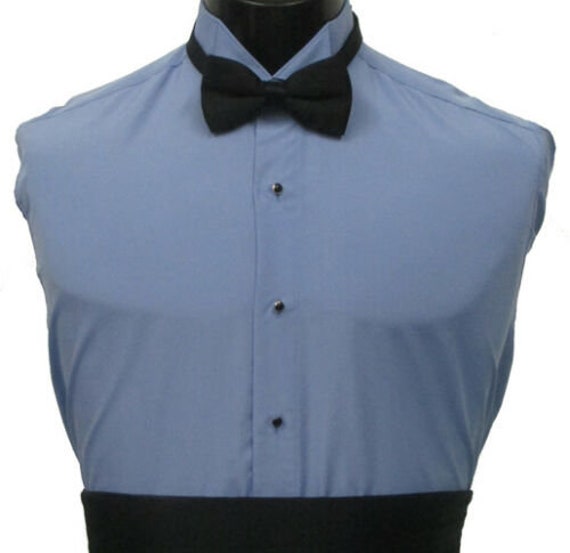 Vintage Tallia Uomo Blue Tuxedo shirt Plain front Wing