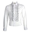 New Men's Vintage White Black Ruffle Tuxedo shirt All Sizes