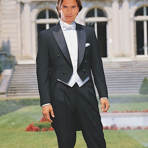 40 Reg After Six  Black Peak Tailcoat Very Nice Men&#39;s Tuxedo Tails Mason Debutante USA