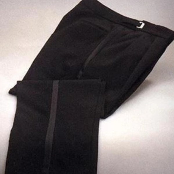 Men's Black Trousers Lightweight Wool Adjustable Waist Tuxedo Pants Matches my Black Coats