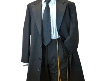 Mens 4 Button Black Western Long Frock Tuxedo Coat Duster Cowboy