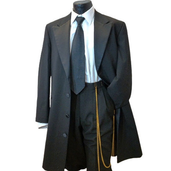 Mens 4 Button Black Western Long Frock Tuxedo Coat Duster Cowboy