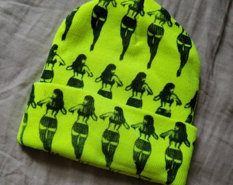 Betty Page All Over Print Beanie By Snake and Sun Studio
