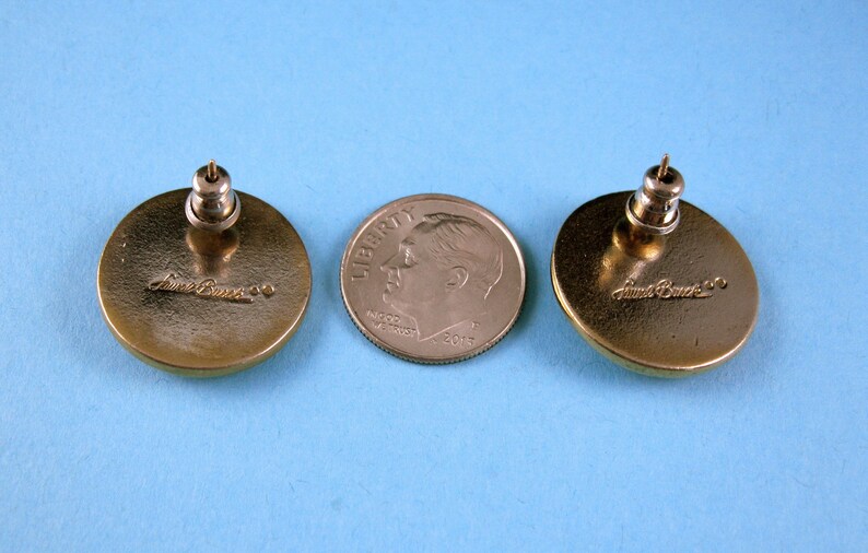 Laurel Burch Lion Cat Face Earrings Black Enamel Cloisonn\u00e9 Gold Plate Checkered Stud Pierced Vintage