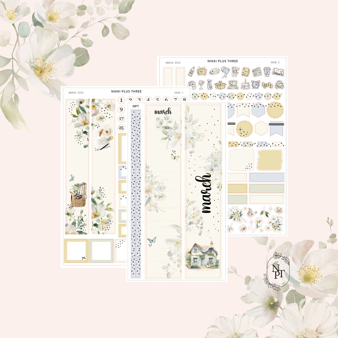March 2024 Hobonichi Cousin Foiled Monthly Sticker Kit Premium Matte ...