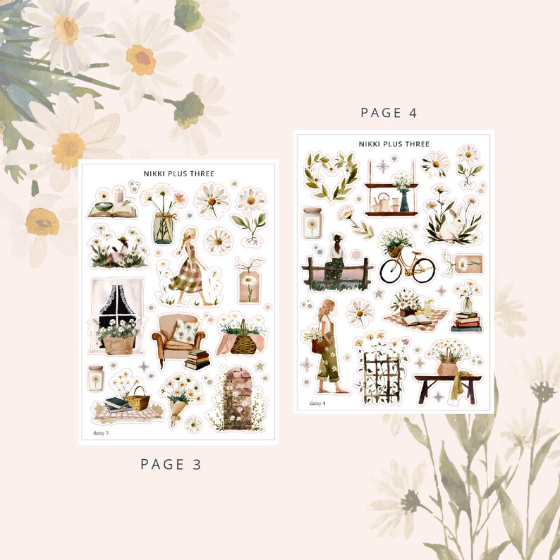 Daisy - Mini Journal Sticker Kit - Journal or Planner - Etsy