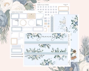 NEW January 2026 - A5 Wide/ 7x9 Planner - Foiled Monthly Sticker Kit - Premium Matte - Silver Foil
