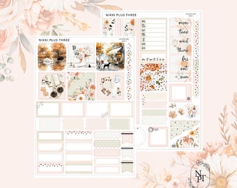 Autumn Lane - Hobonichi Cousin - Kit de pegatinas semanales laminadas - Lámina dorada clara