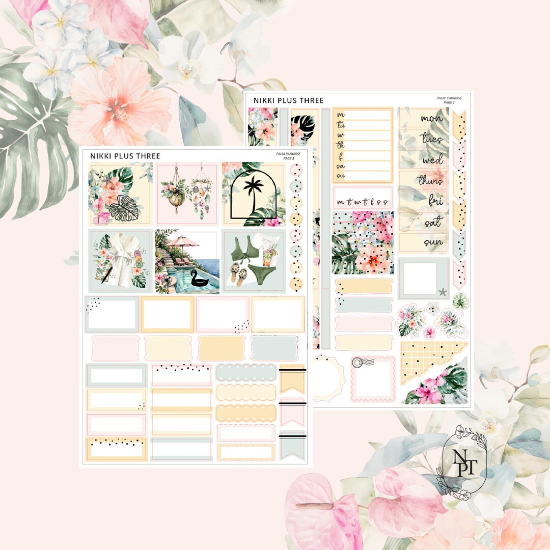 Palm Paradise - Hobonichi Cousin - Foiled Weekly Sticker Kit - Light ...