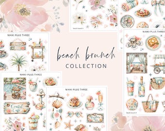 Brunch en la playa - Kit de pegatinas para mini diarios - Diario o agenda