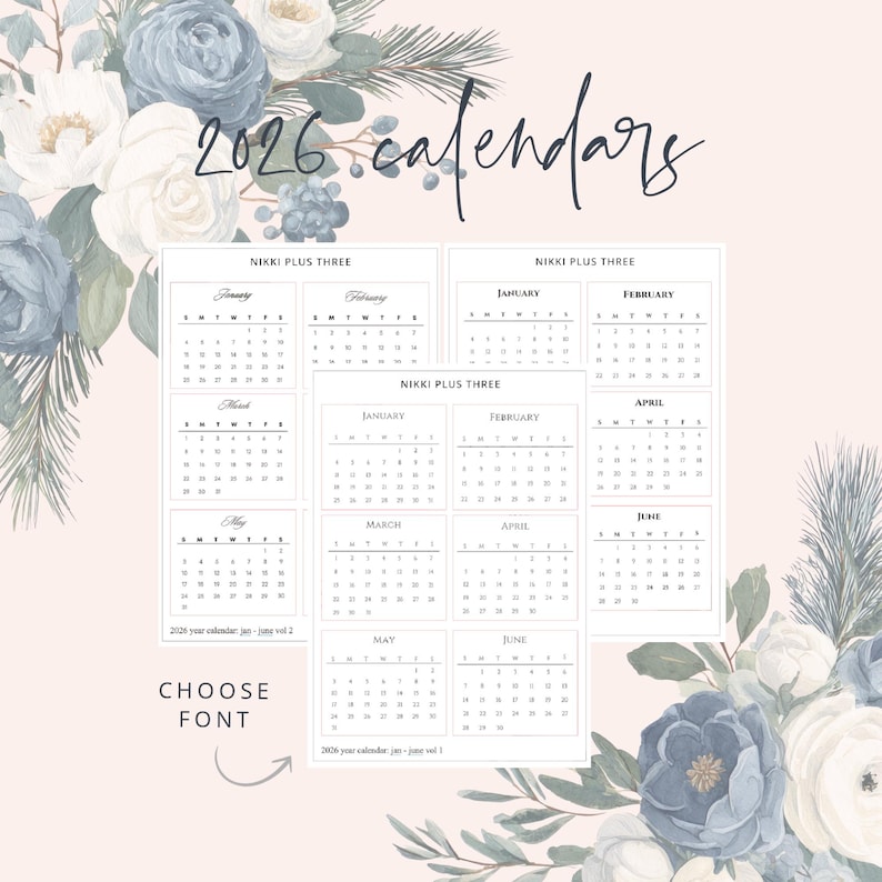 Kit Off Calanders 2026 Calendars - Choose Font - Journal Sticker Kit - Journal or Planner ...
