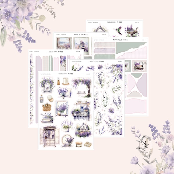 Lovely Lavender - Journal Sticker Kit - Journal or Planner