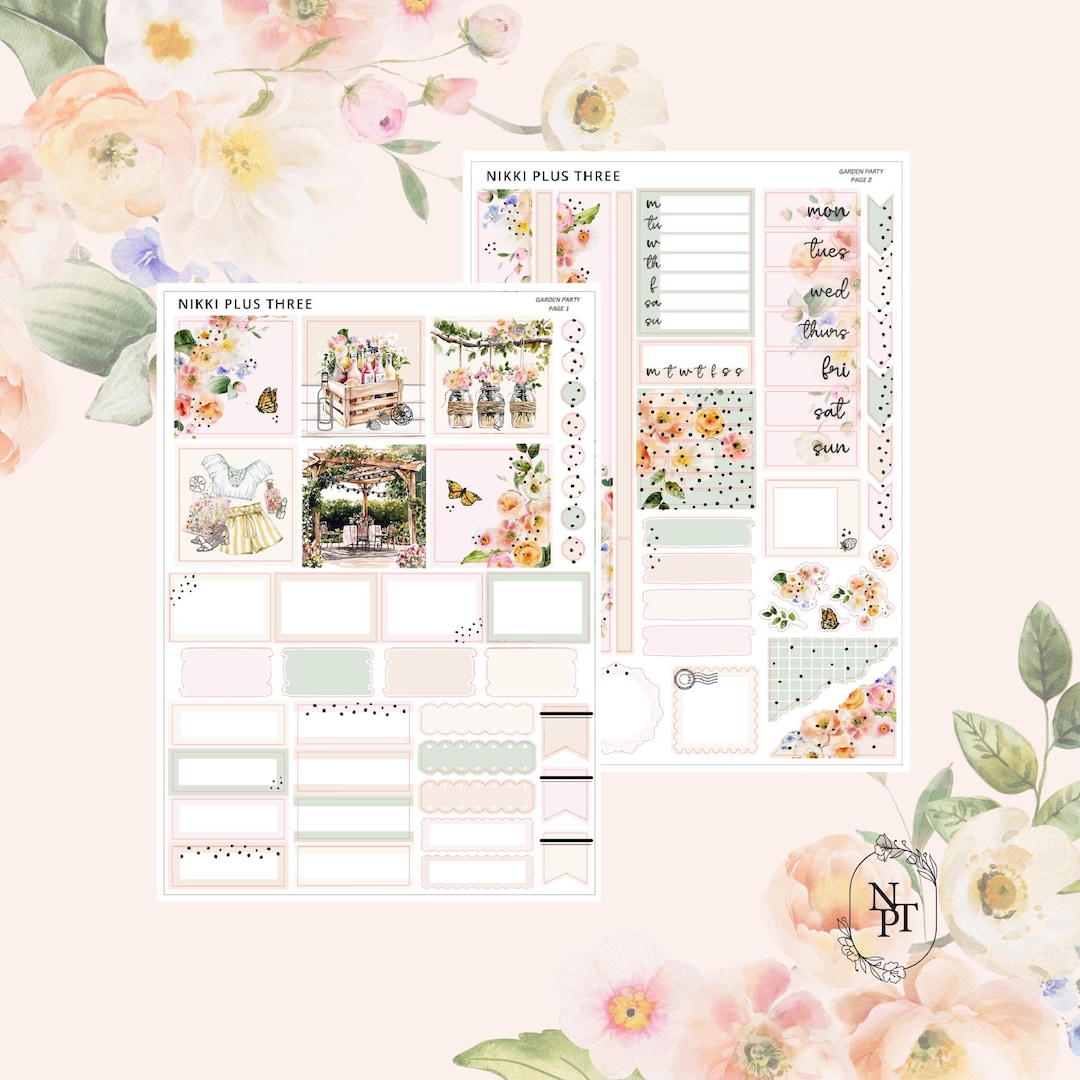 Garden Party - Hobonichi Cousin - Foiled Weekly Sticker Kit - Light ...