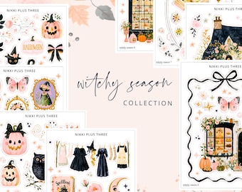 TWO DOLLAR SHEETS - Witchy Season - Mood Board Journal Sticker Kit - Journal or Planner