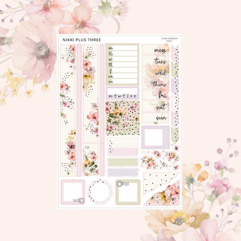 NEW Floral Daydream - Hobonichi Cousin - Foiled Weekly Sticker Kit ...