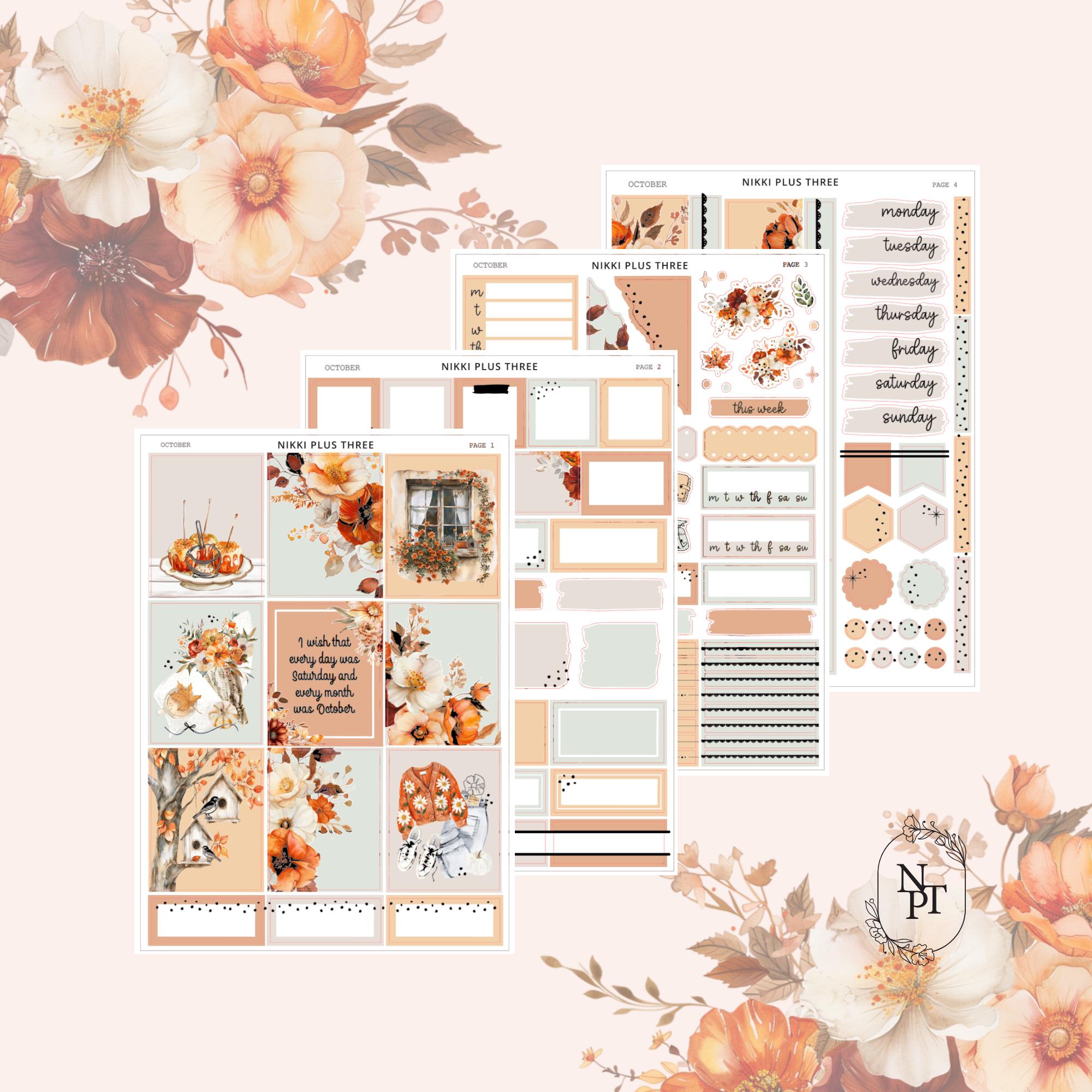 October - Foiled Weekly Sticker Kit - Premium Matte - Light Gold Foil
