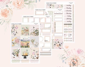 Kit semanal de pegatinas March Blooms - Acabado mate premium - Lámina dorada clara