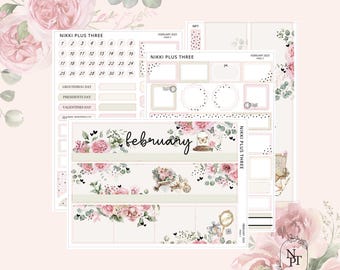 February 2025 - A5 Wide/ 7x9 Planner - Foiled Monthly Sticker Kit - Premium Matte - Light Gold Foil