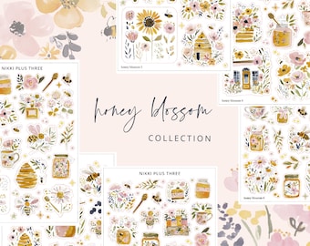 Honey Blossom - Kit de pegatinas para minidiarios - Diario o agenda