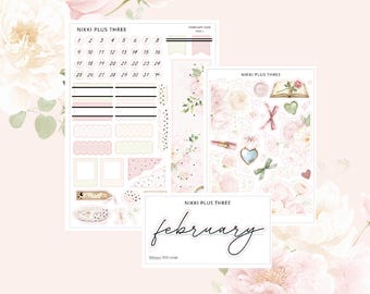 February 2026 - B6 Monthly Kit - Journal Monthly Sticker Kit - Light Gold Foil