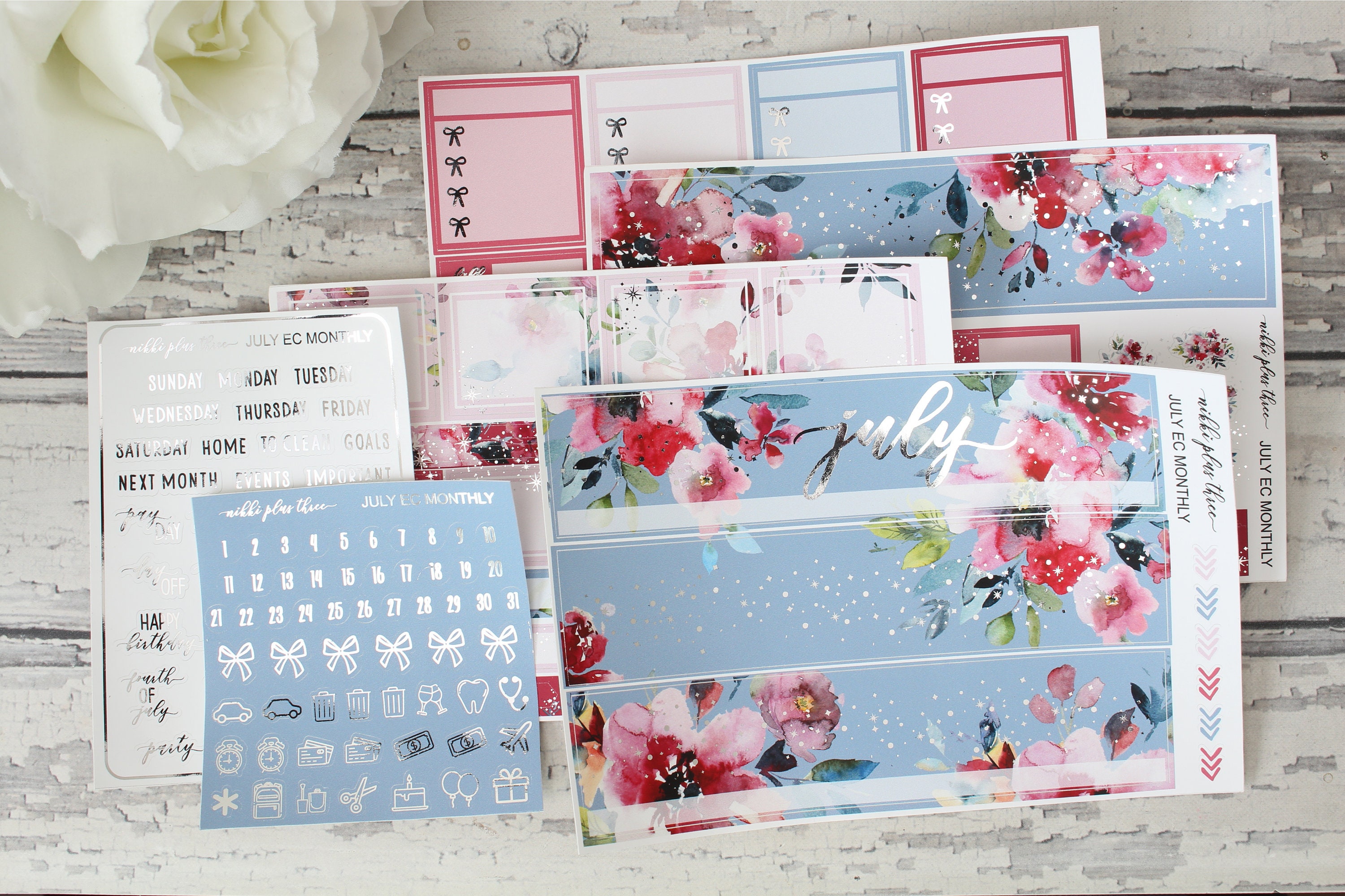 FOILED JULY 2021 Monthly Kit - Coiled Planner 7x9 - A5 Wide - Premium…