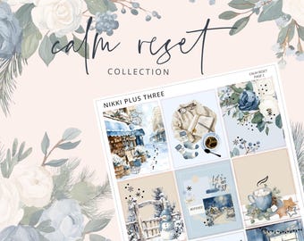 NUEVO Calm Reset - Kit de pegatinas semanales laminadas - Mate premium - Lámina plateada