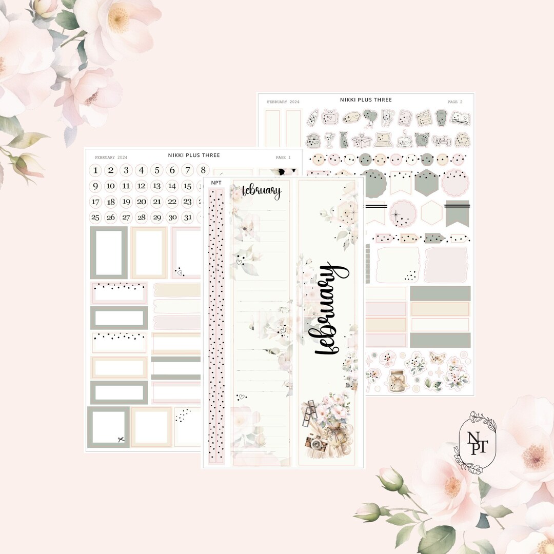February 2024 Hobonichi Cousin Foiled Monthly Sticker Kit Premium Matte ...