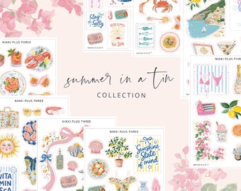 Summer in a Tin - Mood Board Journal Sticker Kit - Journal or Planner