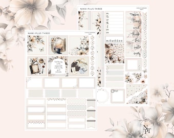 Mañanas Nubladas - Hobonichi Cousin - Kit Semanal de Pegatinas con Estampado Metalizado - Estampado Oro Claro