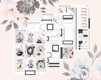 Spooky Chic - Kit de pegatinas semanales laminadas - Mate premium - Lámina plateada
