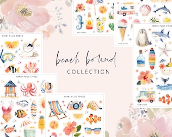 Beach Bound - Kit de pegatinas para mini diarios o agendas