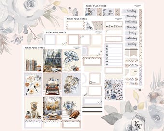 Cozy Storms - Kit de pegatinas semanales laminadas - Mate premium - Lámina dorada clara