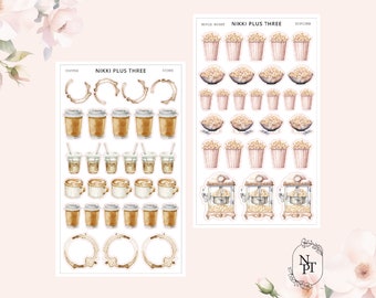 Scented Stickers - Coffee and Popcorn - Journal Sticker Kit - Journal or Planner