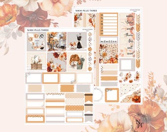 Otoño al anochecer - Hobonichi Cousin - Kit de pegatinas semanales laminadas - Lámina dorada clara