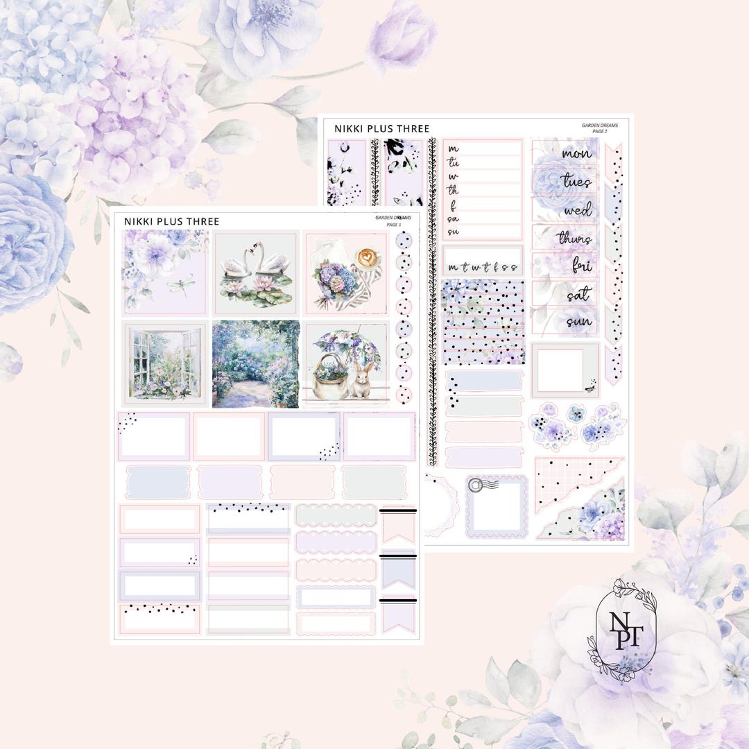 Garden Dreams - Hobonichi Cousin - Foiled Weekly Sticker Kit - Silver ...