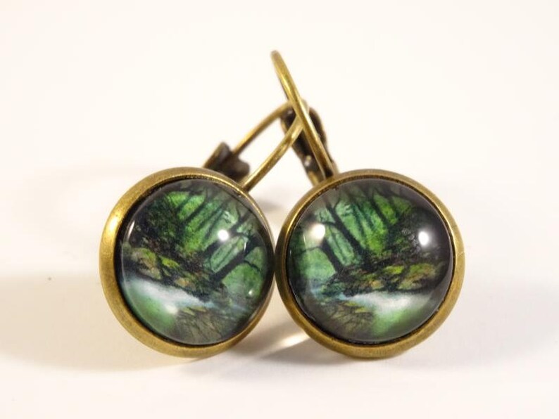 Earrings glass motif Ancient Dragonfly Green