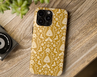 Golden Bee & Floral Pattern Tough Phone Case