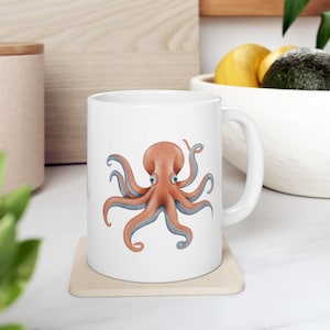 Whimsical Octopus Mug - Colorful Sea Creature 11 oz ceramic Coffee mug for Ocean Enthusiasts