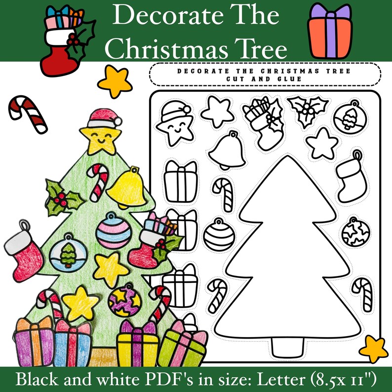 Decorate the Christmas Tree, Christmas Preschool Printable, Christmas ...
